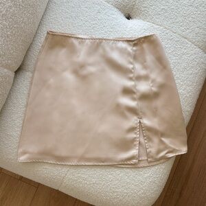 Cream Satin Mini Skirt